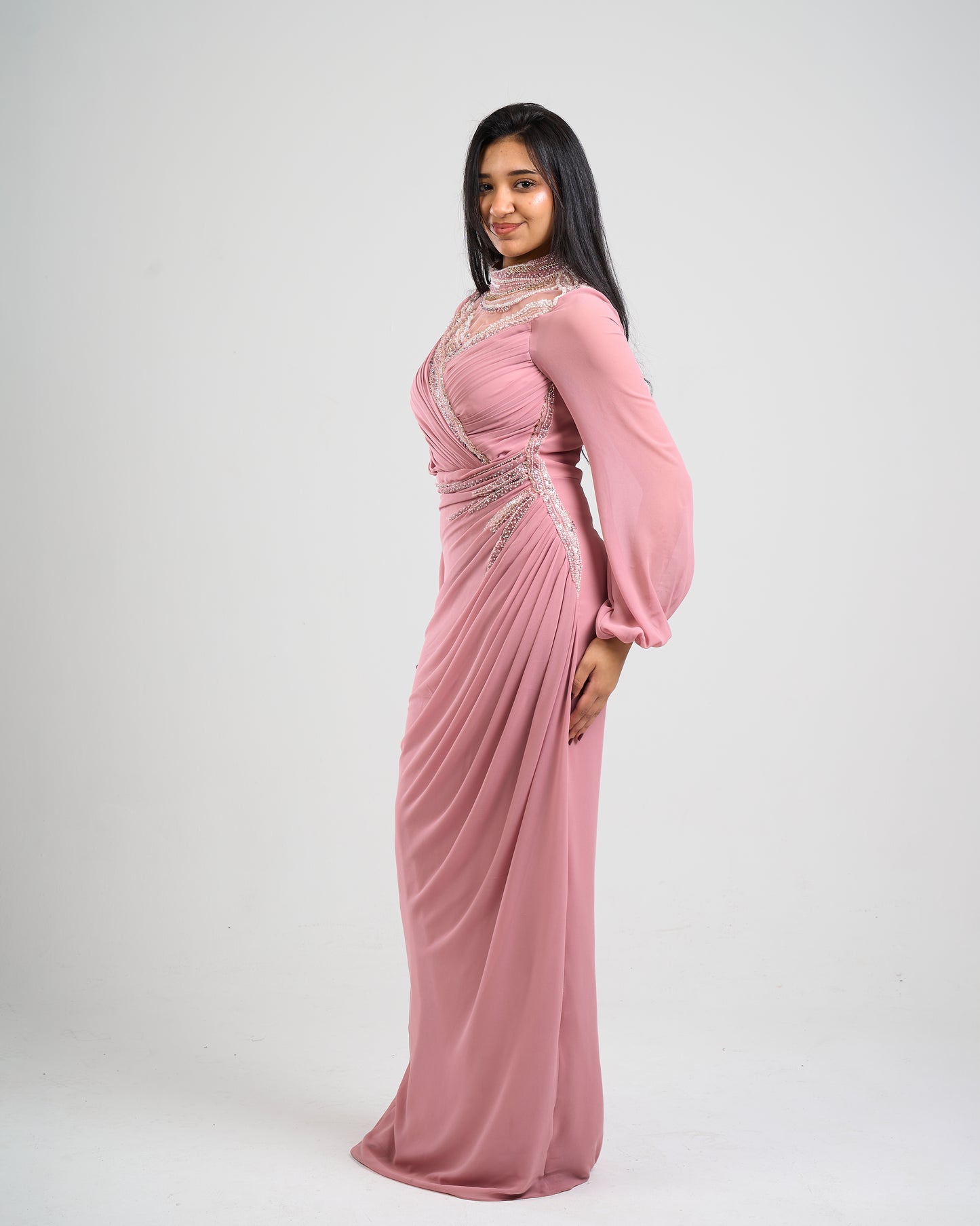 Blush Royale Draped Gown
