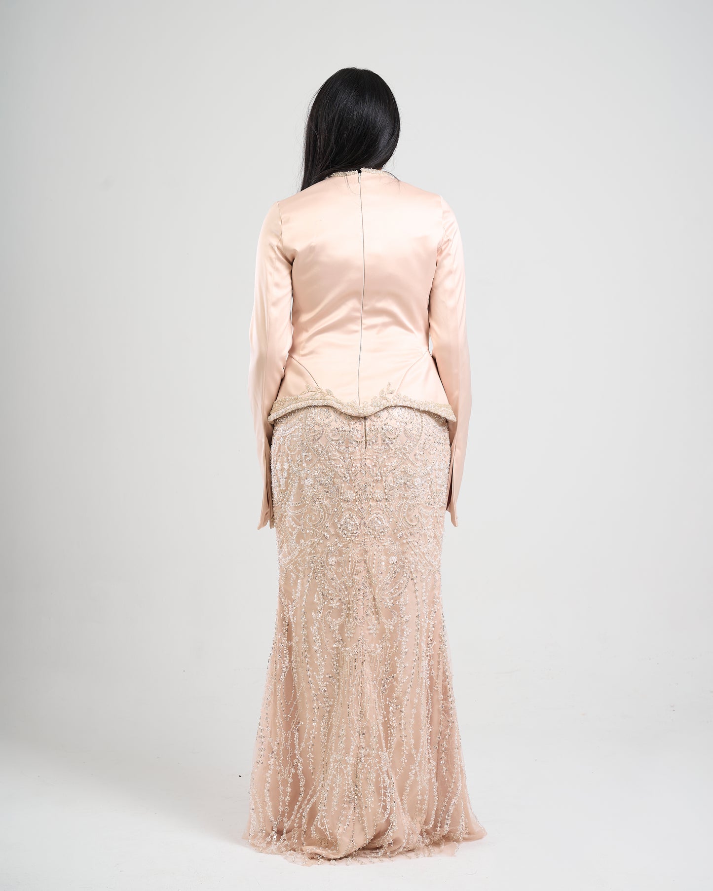 Pearl Essence Satin & Beaded Gown