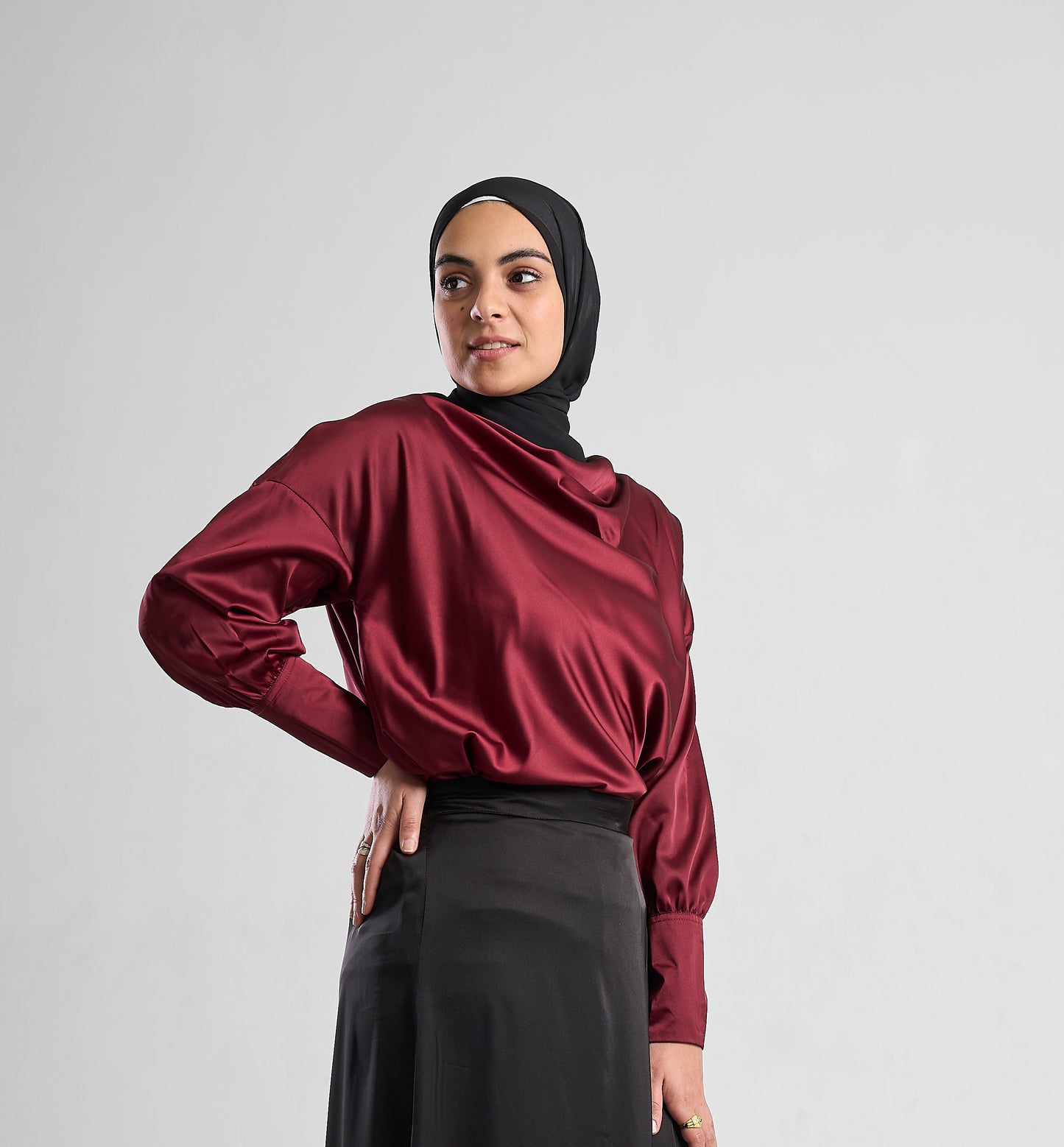 Silk Satin Draped Blouse