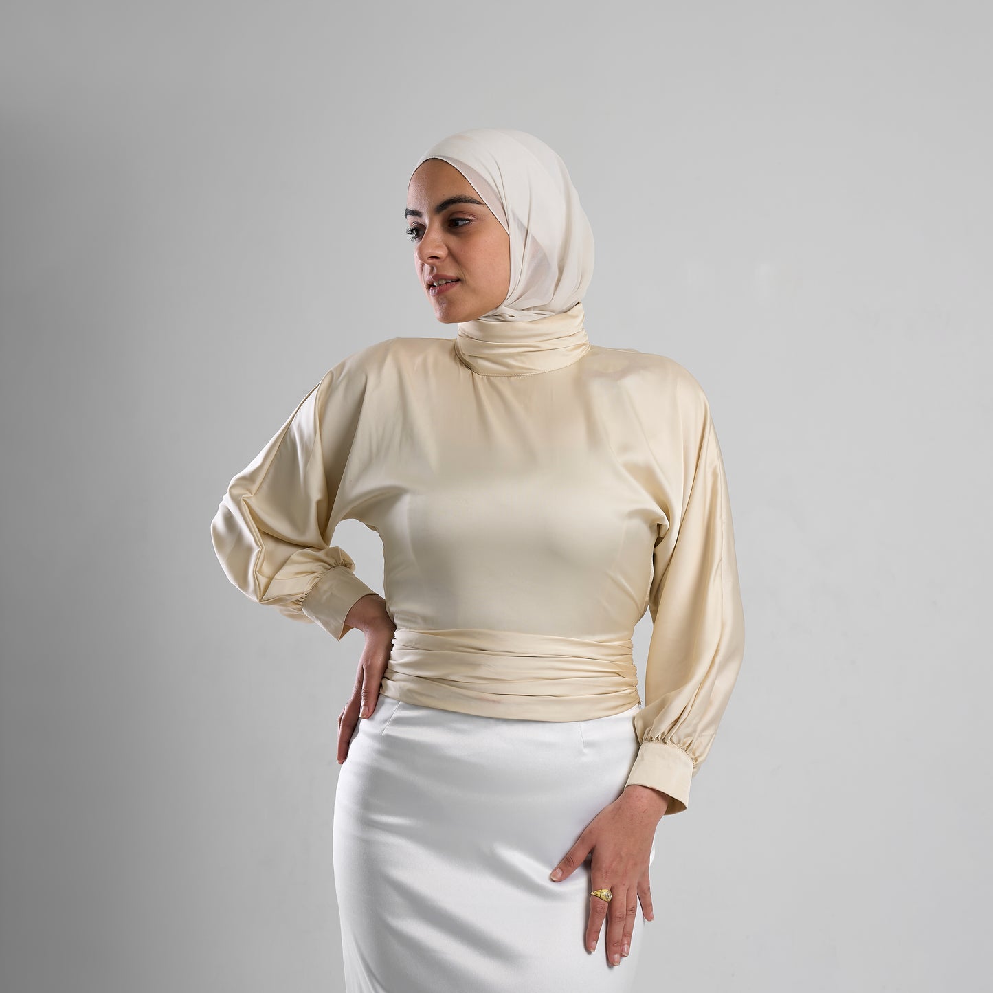 Iris Ruched Satin Top