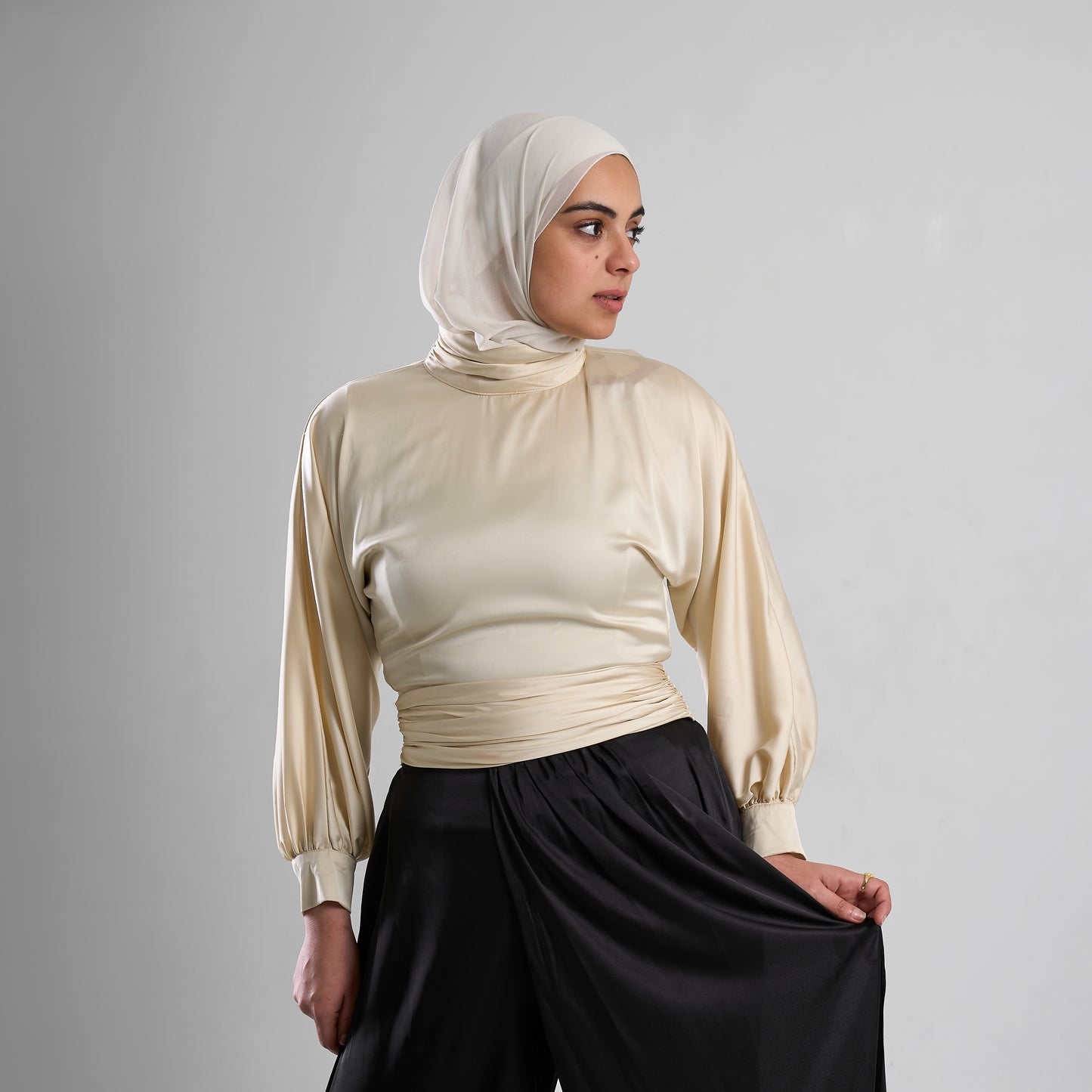 Iris Ruched Satin Top