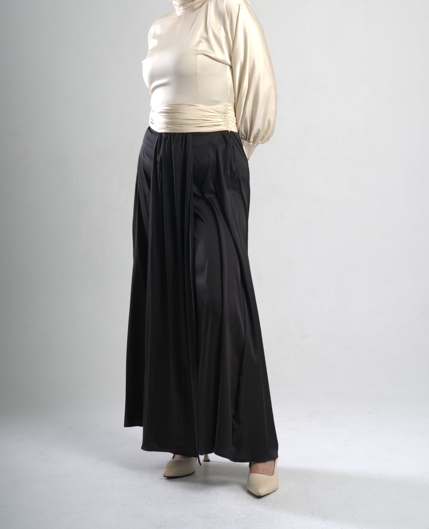 Silk Satin Pleated Pants