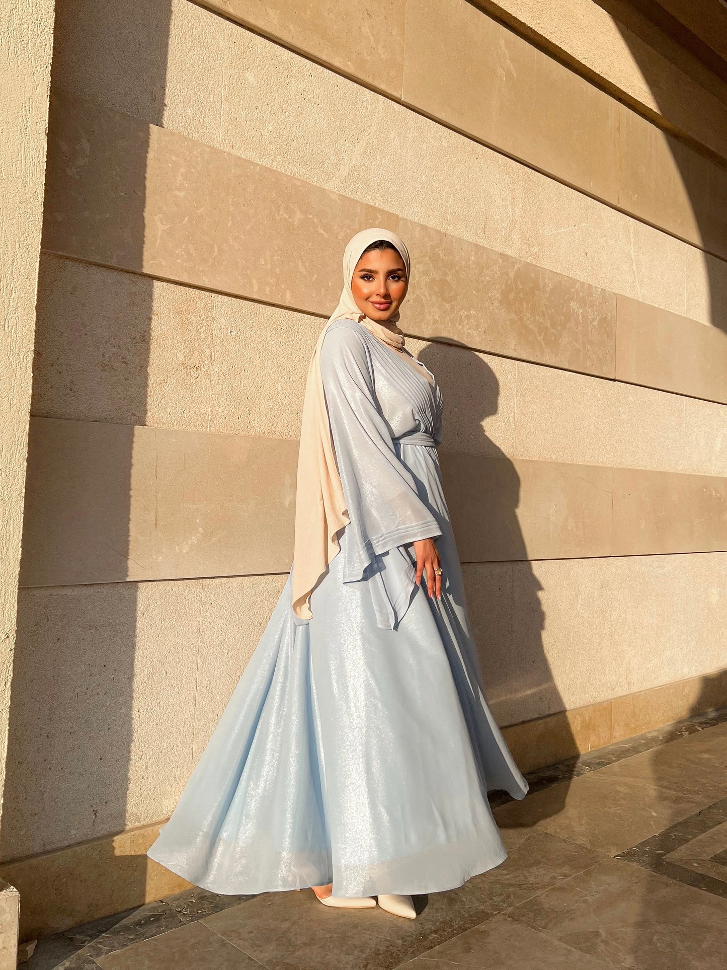 Modest V-neck Dress.