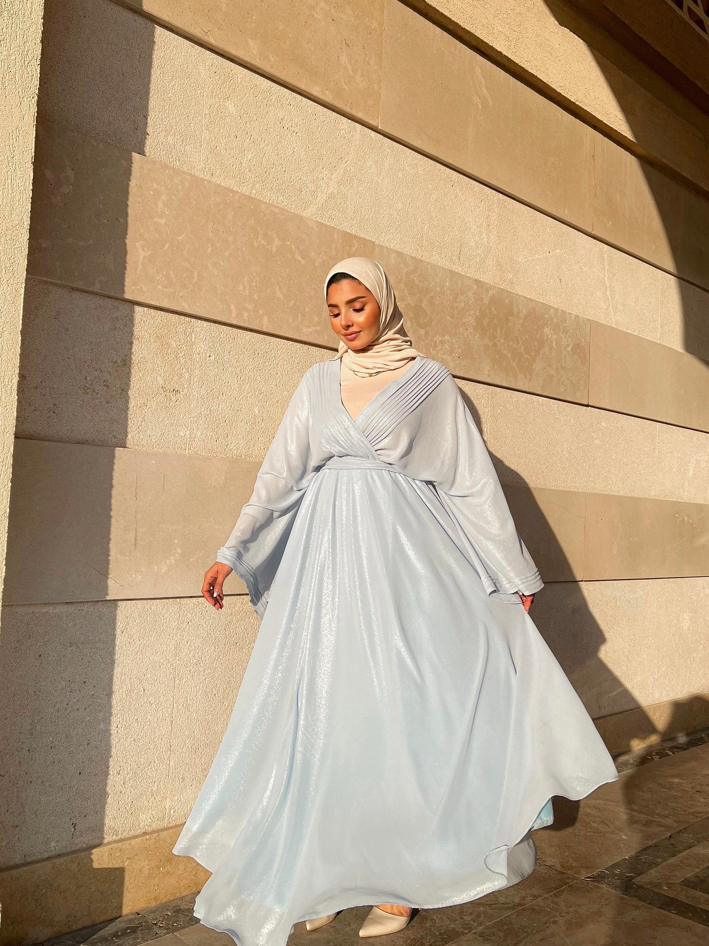 Modest V-neck Dress.