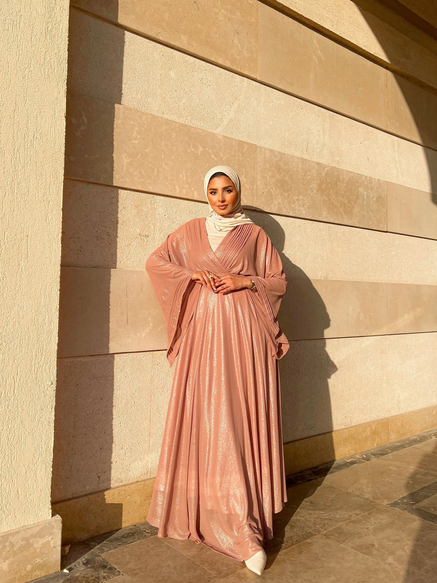 Modest V-neck Dress.