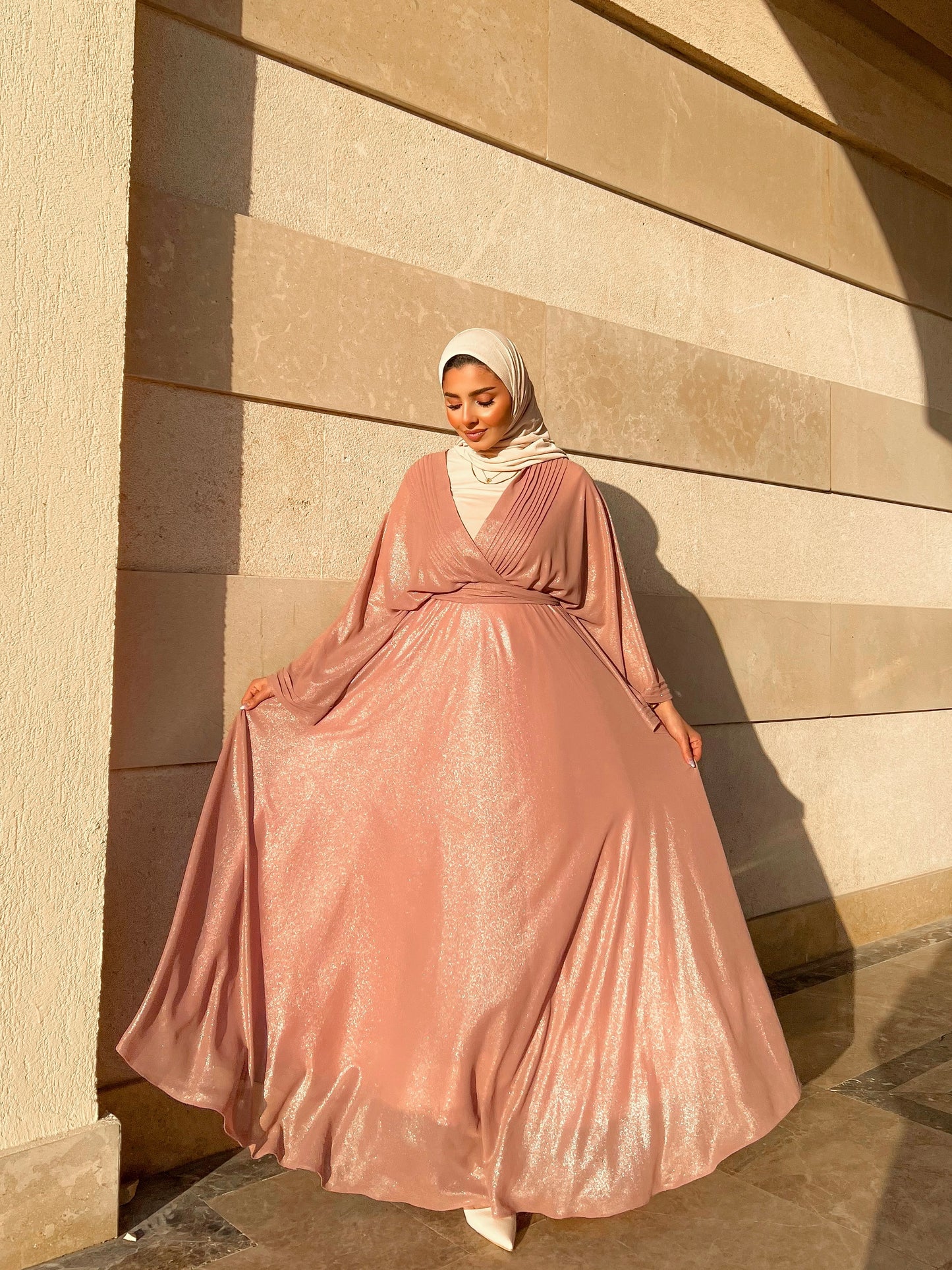 Modest V-neck Dress.