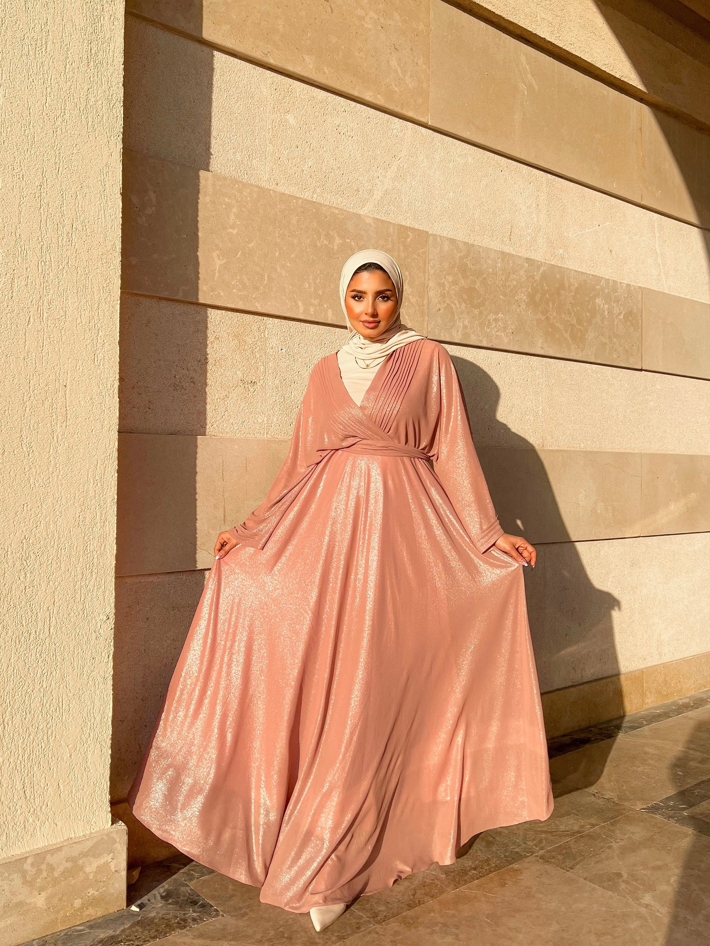 Modest V-neck Dress.