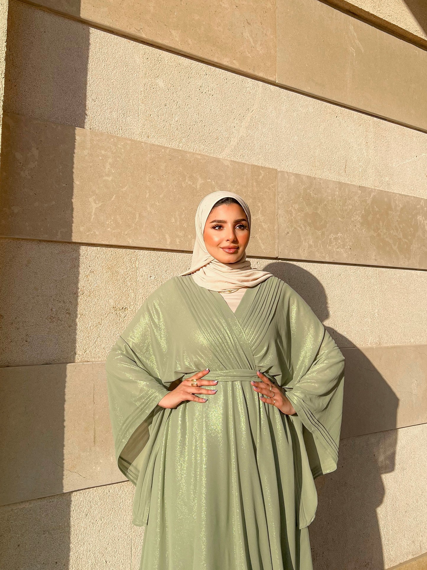 Modest V-neck Dress.