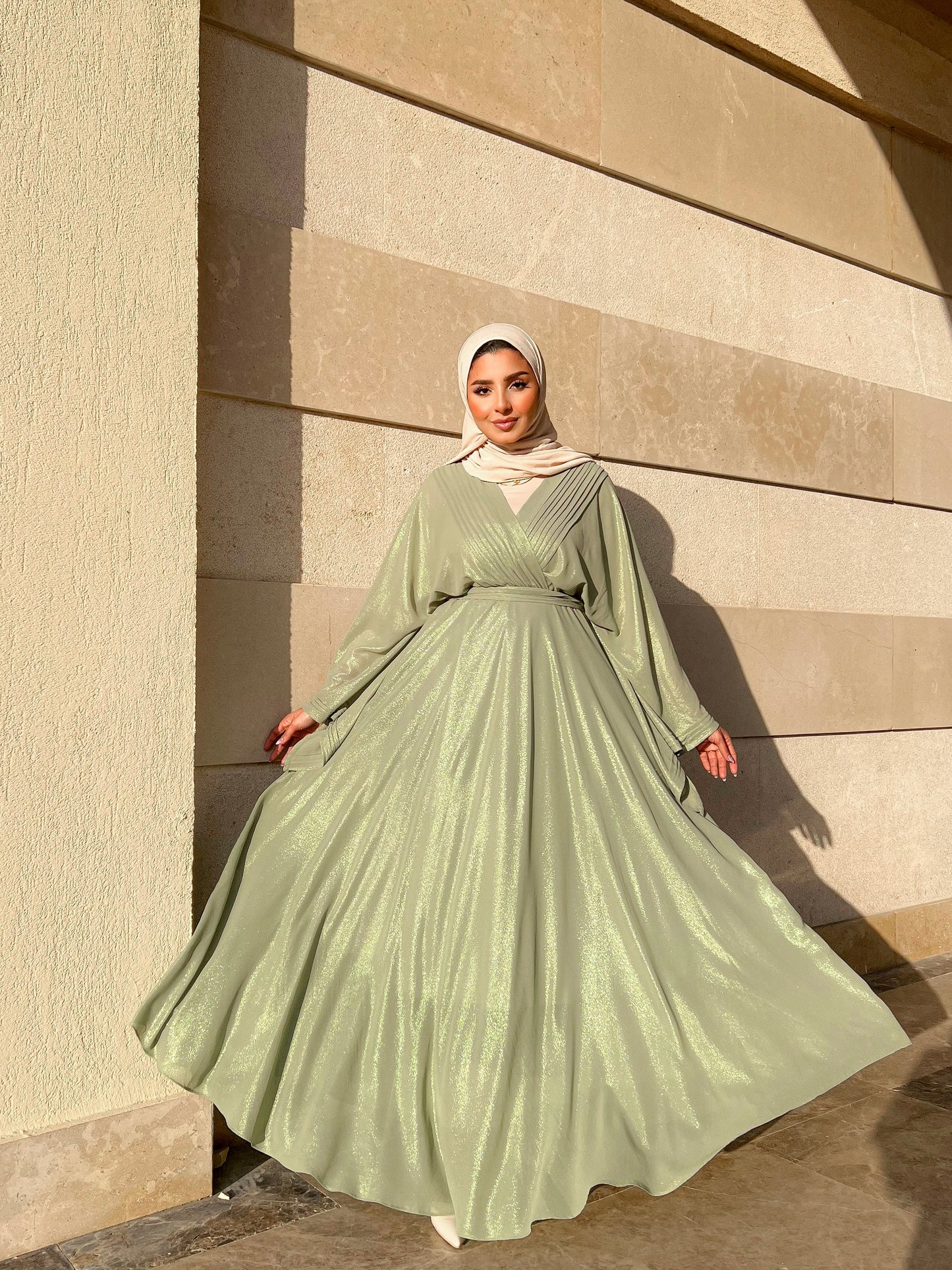 Modest V-neck Dress.