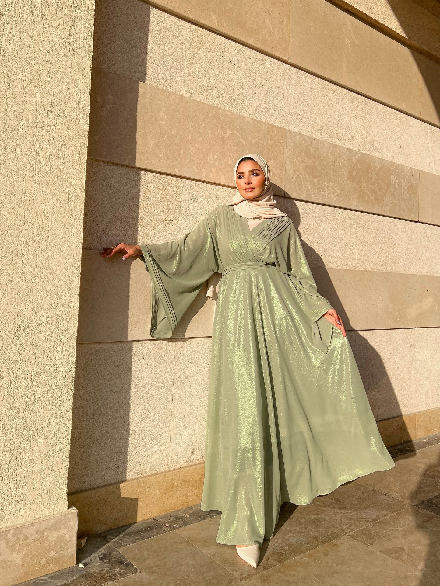 Modest V-neck Dress.