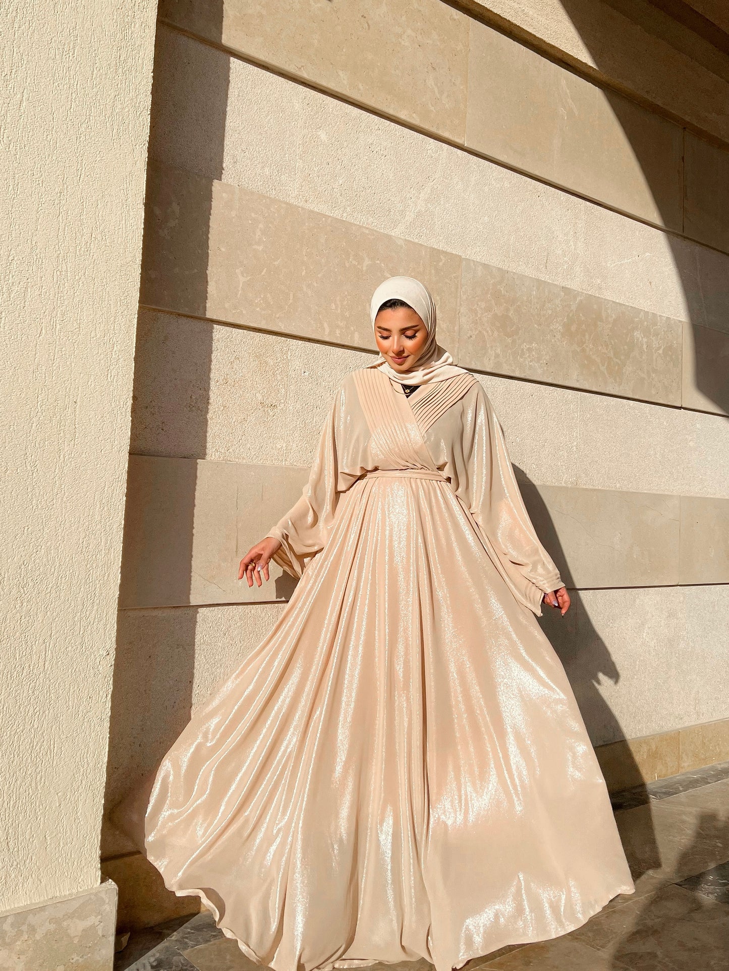 Modest V-neck Dress.