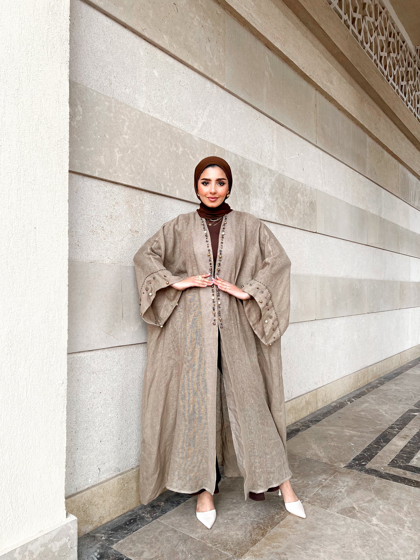 Beige Linen Kaftan