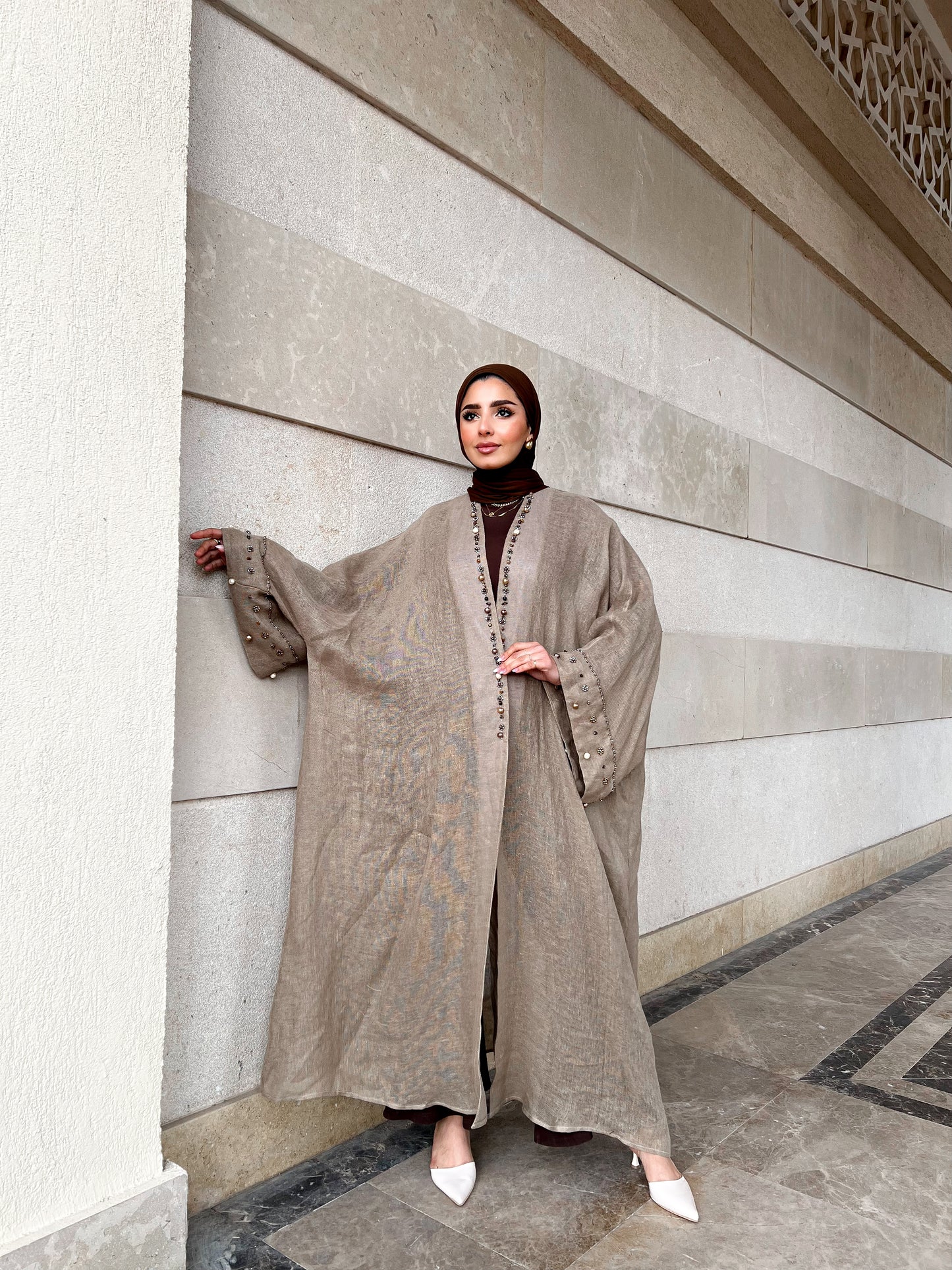 Beige Linen Kaftan