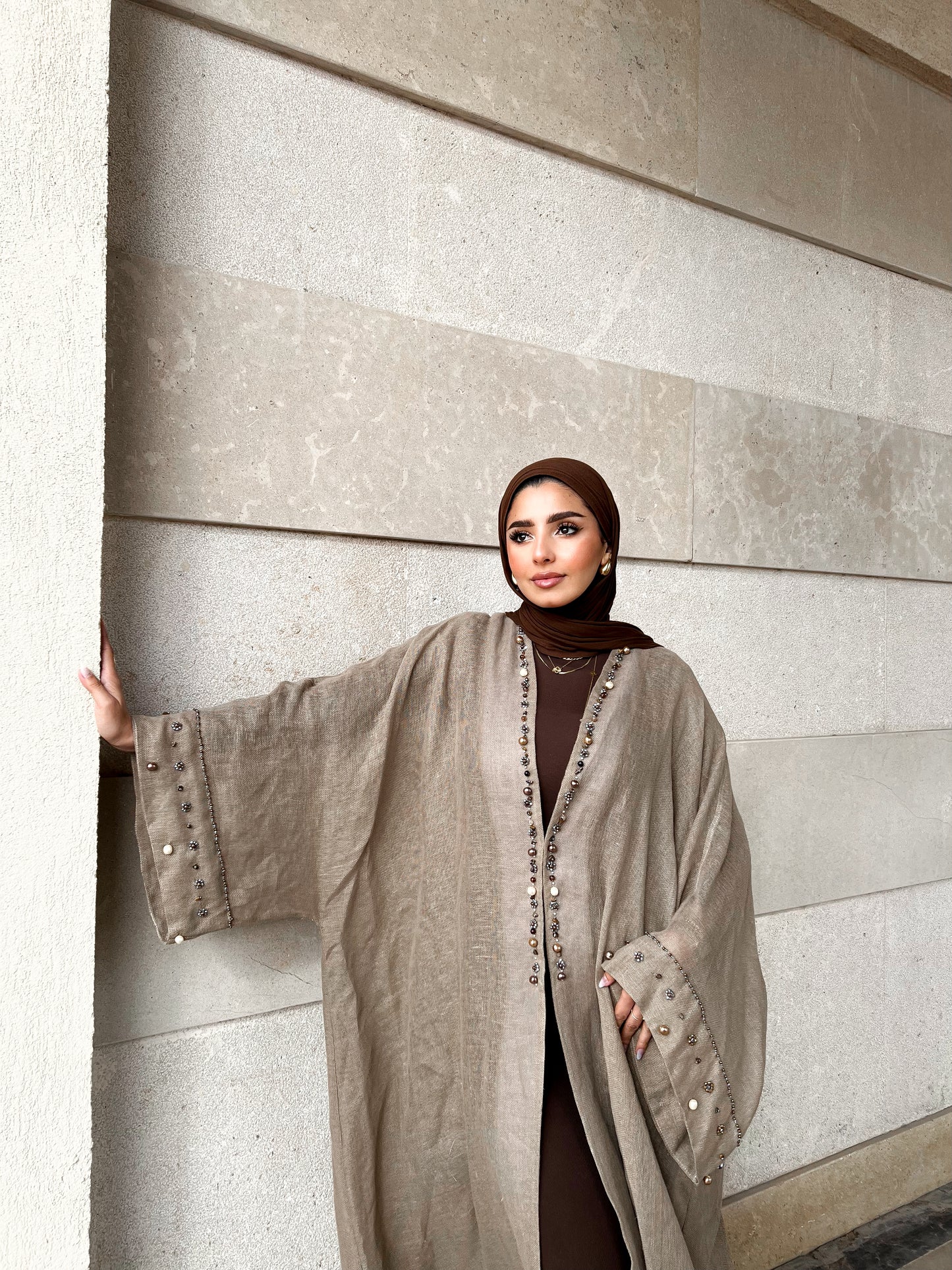 Beige Linen Kaftan