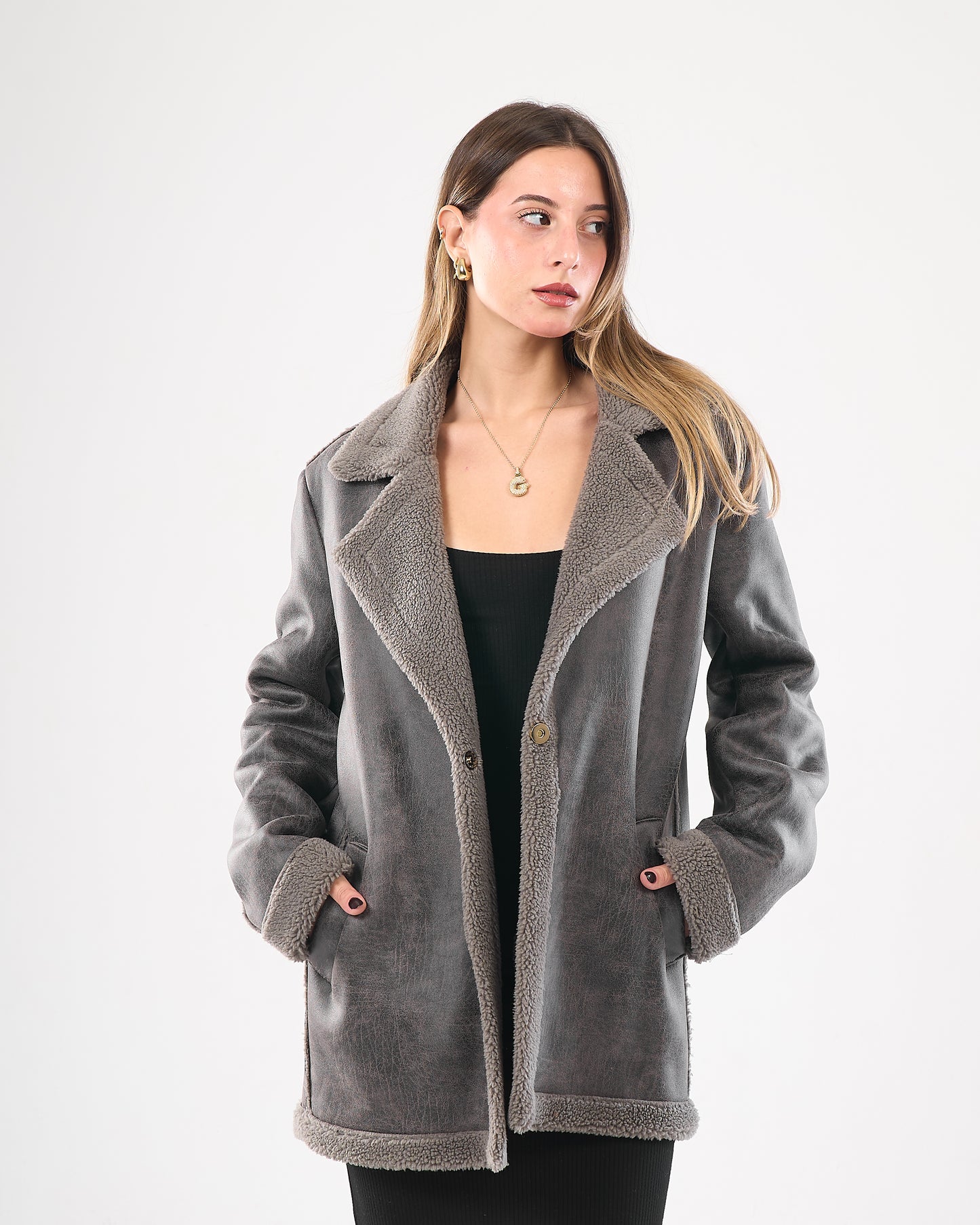 Faux Leather Coat