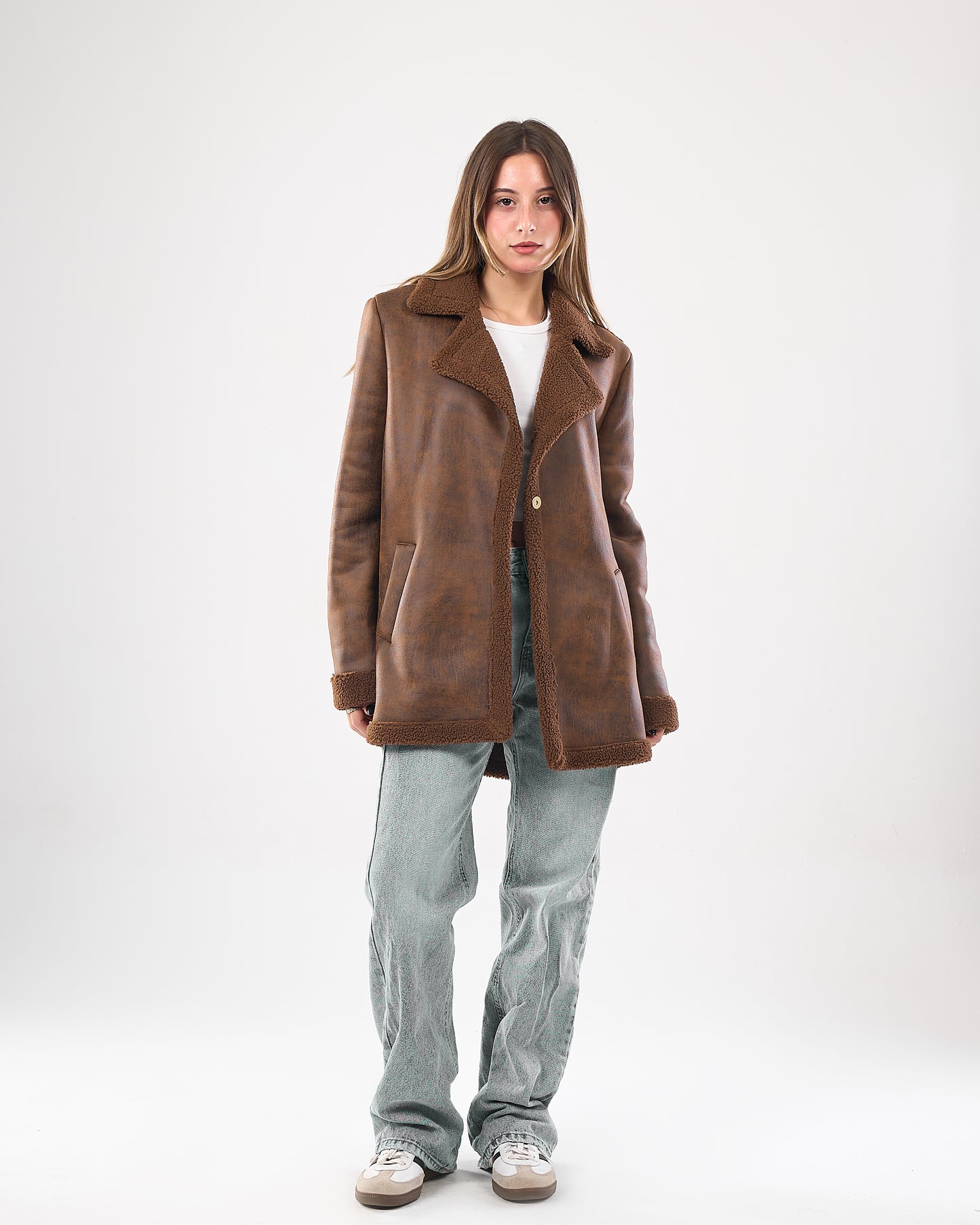 Faux Leather Coat