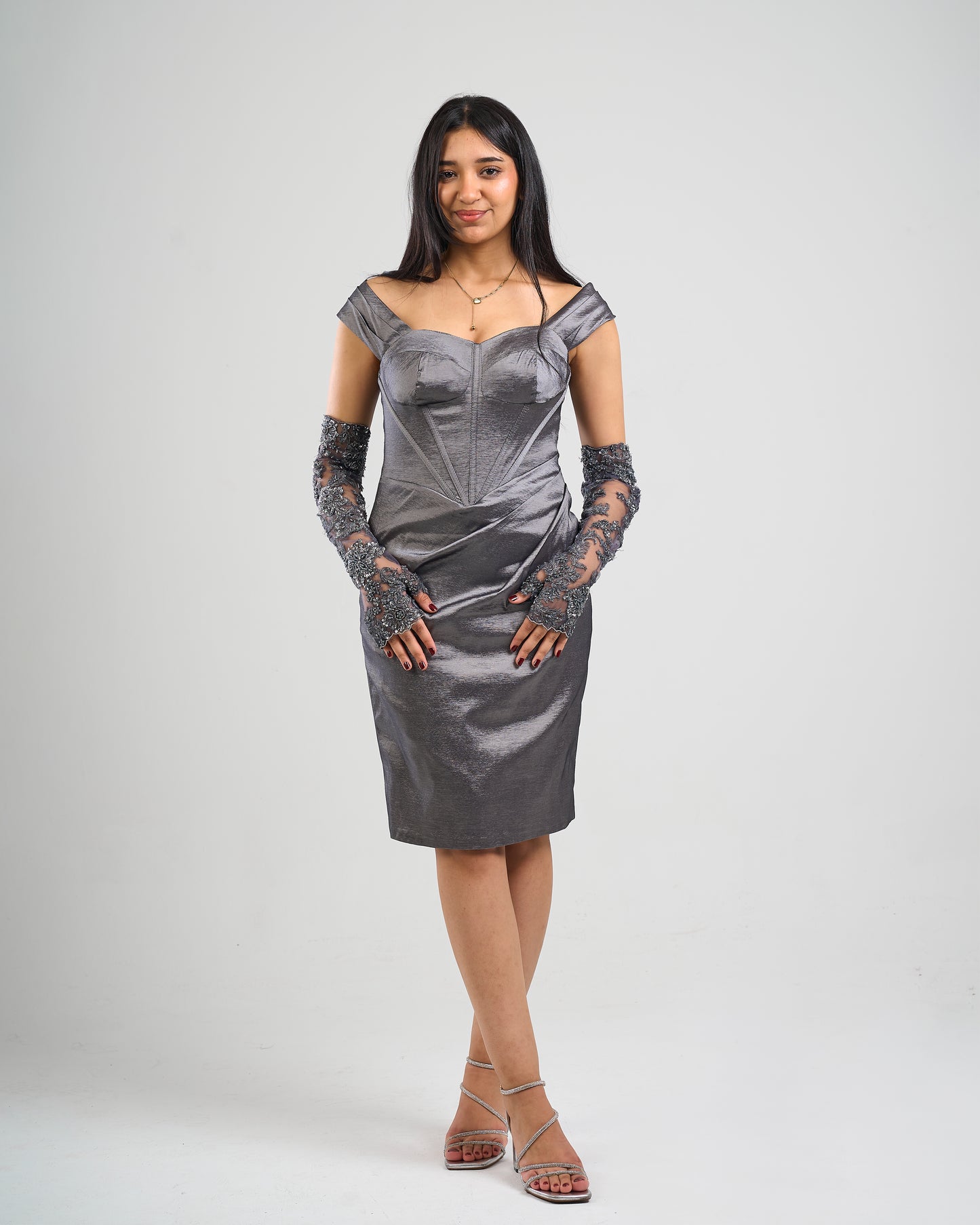 Midnight Elegance Satin Cocktail Dress