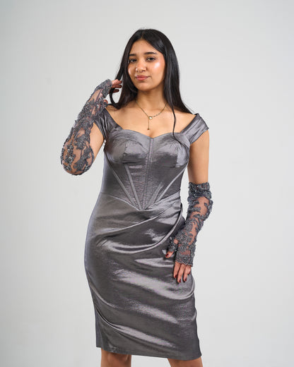 Midnight Elegance Satin Cocktail Dress