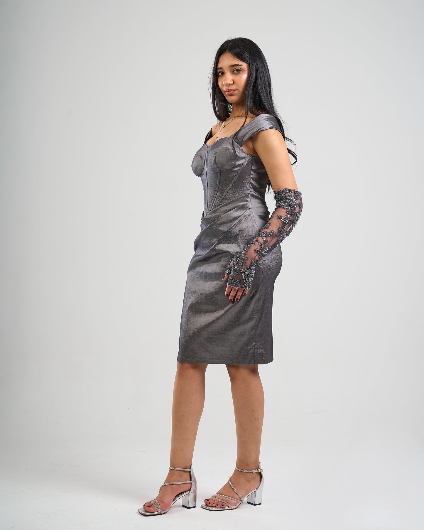 Midnight Elegance Satin Cocktail Dress