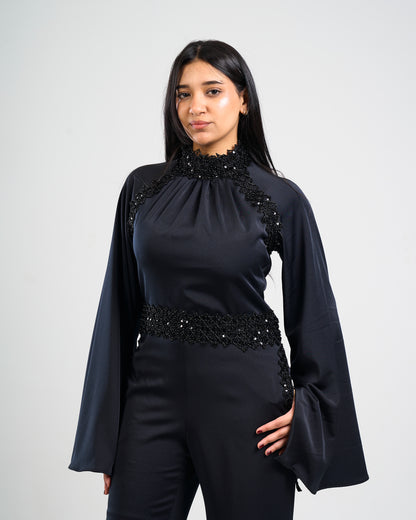 Noir Eclipse Embellished Jumpsuit