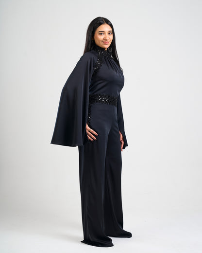 Noir Eclipse Embellished Jumpsuit