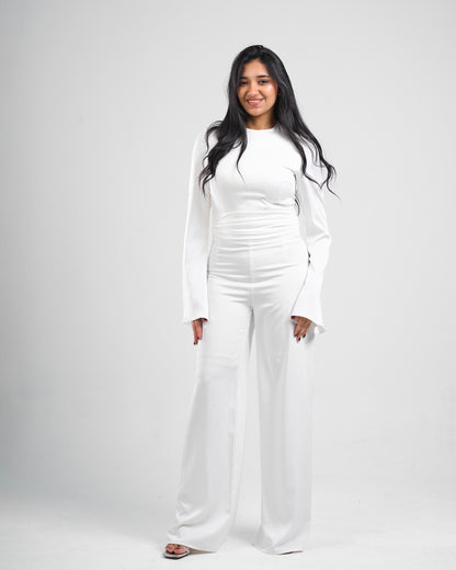 Celeste White Flared Sleeve Jumpsuit