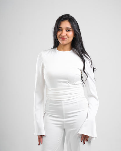 Celeste White Flared Sleeve Jumpsuit