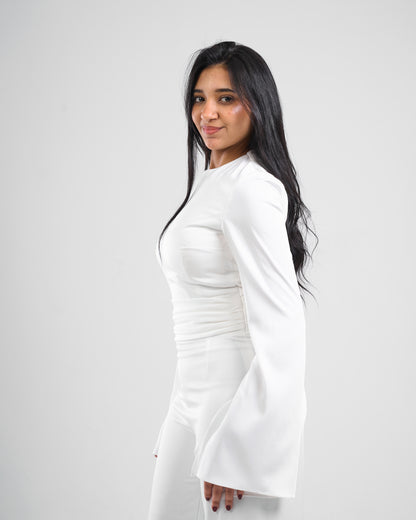 Celeste White Flared Sleeve Jumpsuit