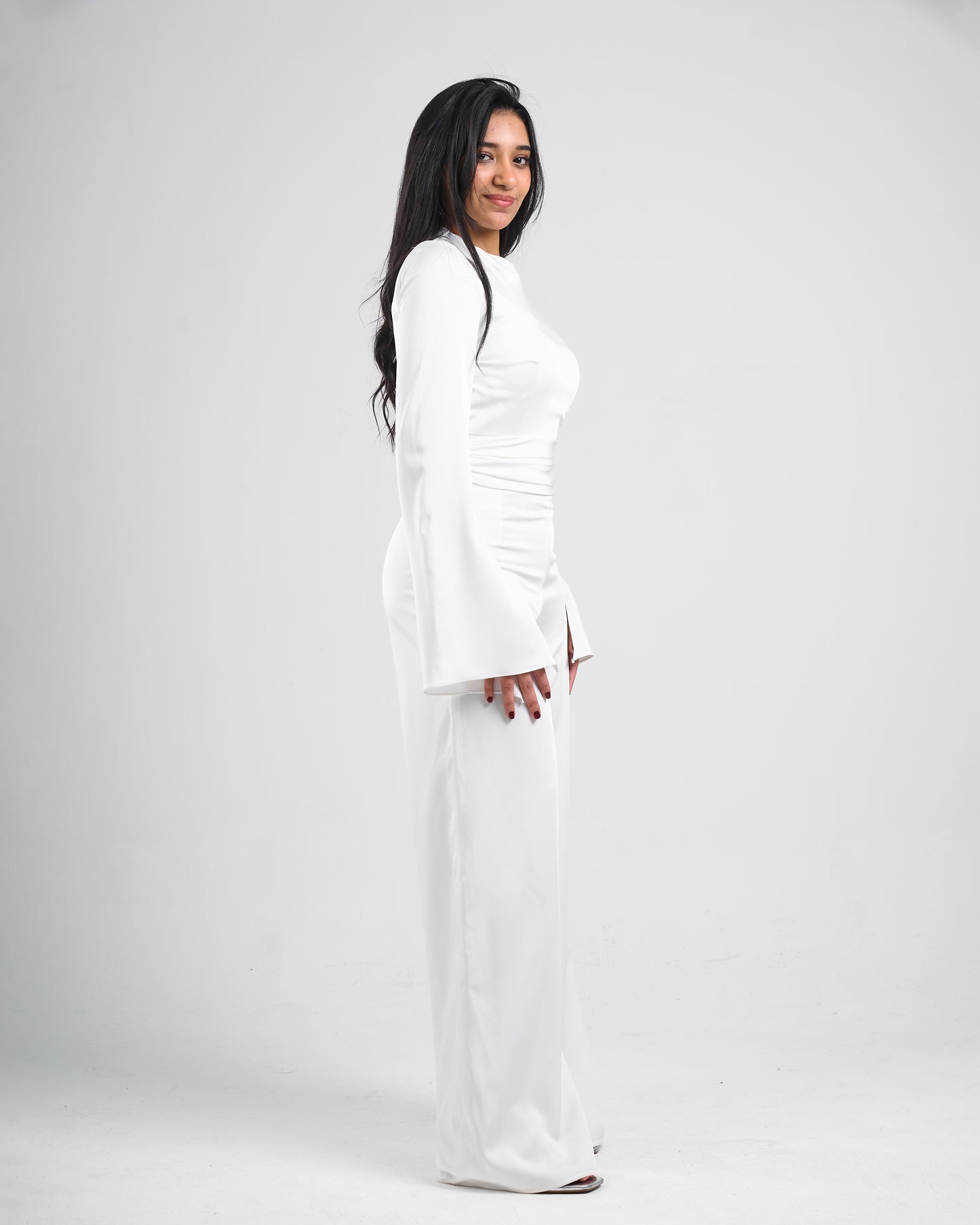Celeste White Flared Sleeve Jumpsuit