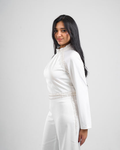 Celeste White Flared Sleeve Jumpsuit