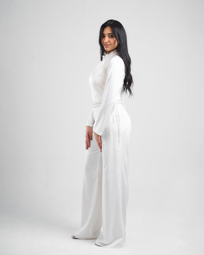 Celeste White Flared Sleeve Jumpsuit