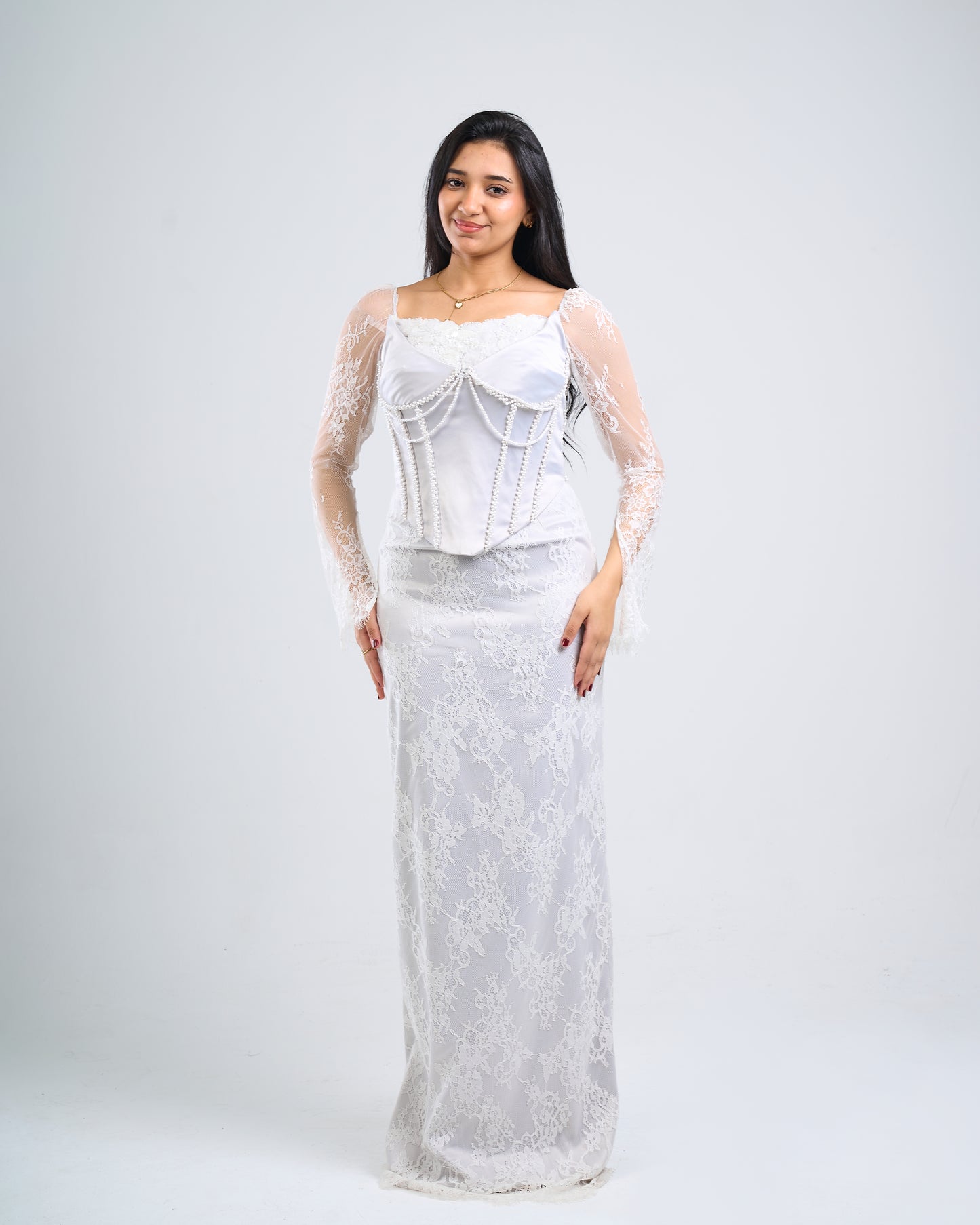 Pearl Lace Corset Gown
