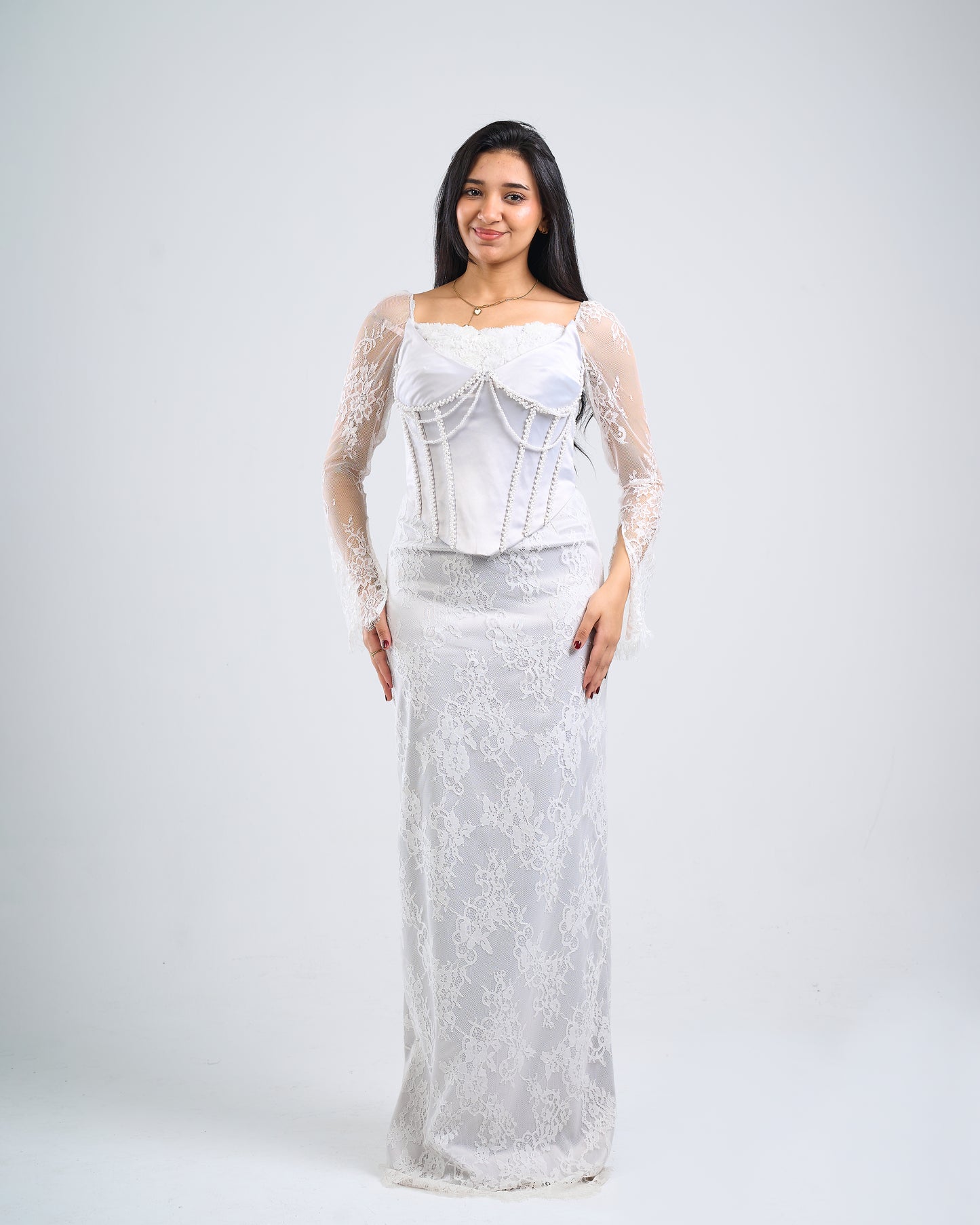 Pearl Lace Corset Gown