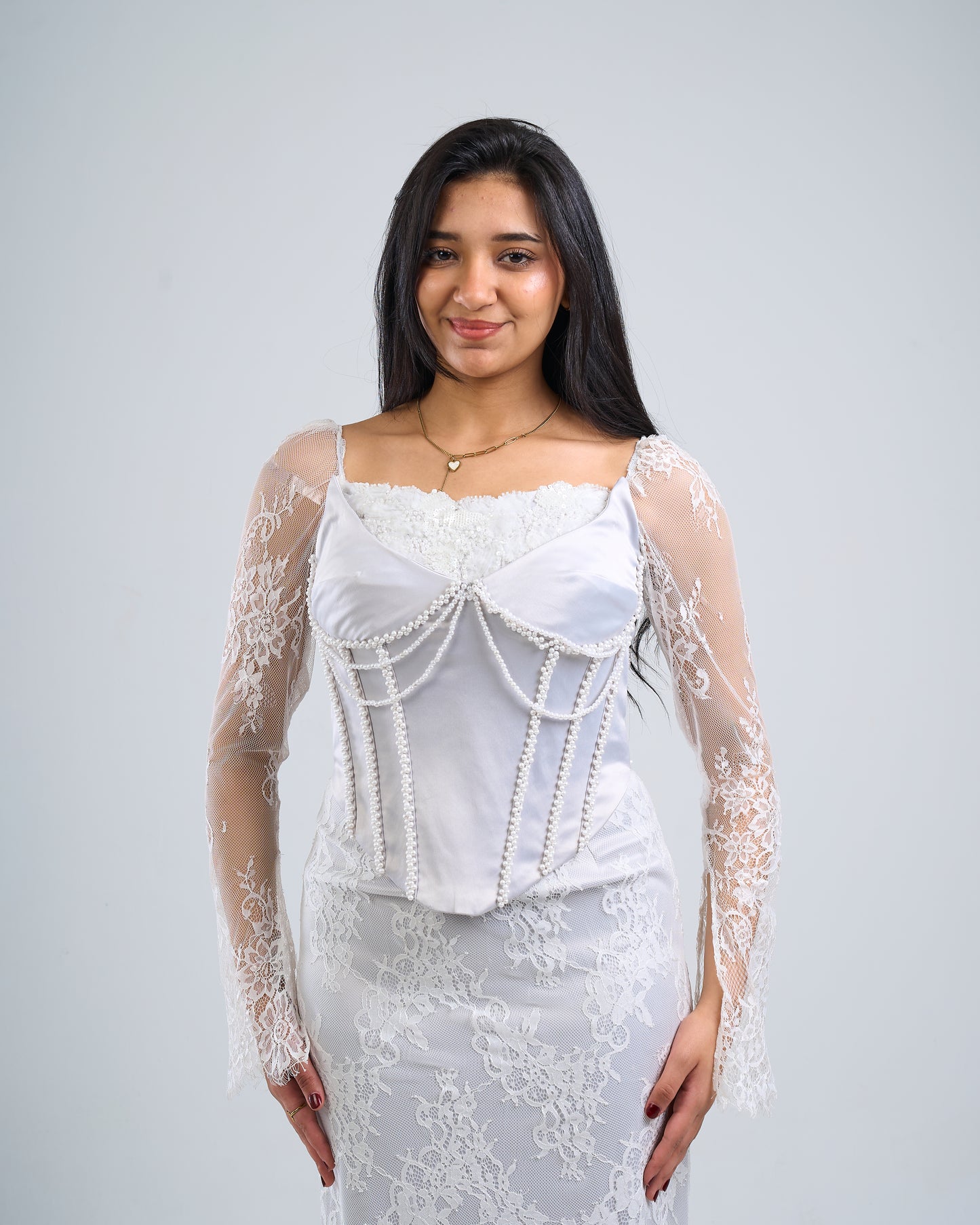 Pearl Lace Corset Gown