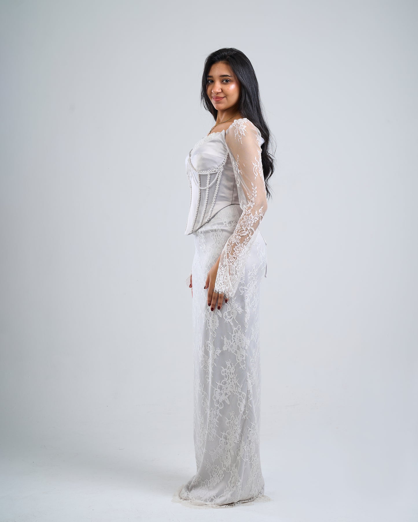 Pearl Lace Corset Gown