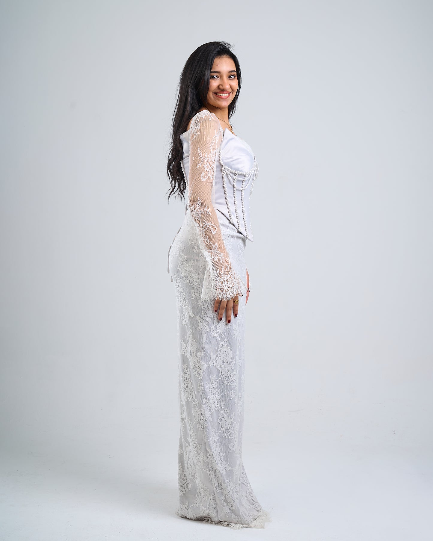 Pearl Lace Corset Gown