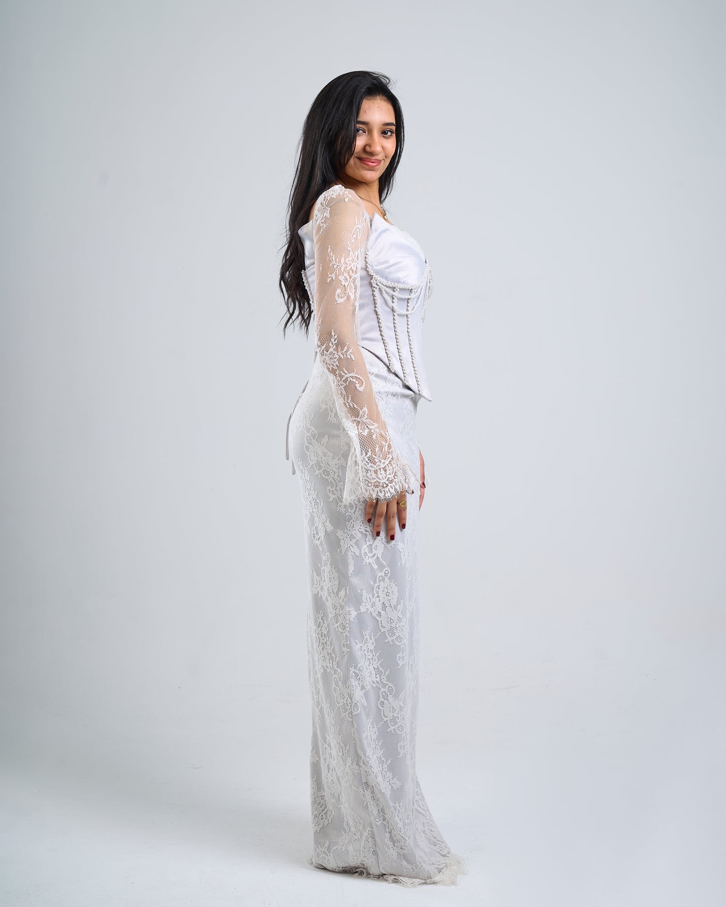 Pearl Lace Corset Gown