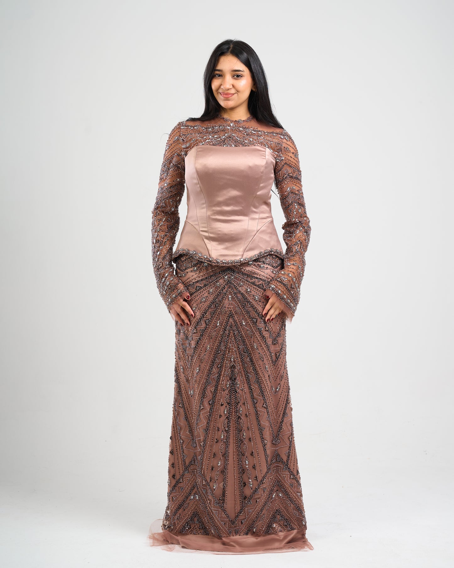 Mocha Royale 2-Ways Embellished Dress