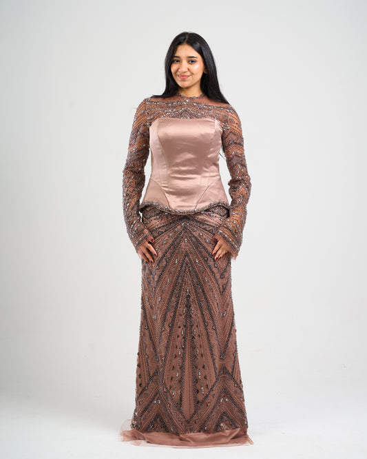 Mocha Royale 2-Ways Embellished Dress