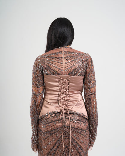 Mocha Royale 2-Ways Embellished Dress