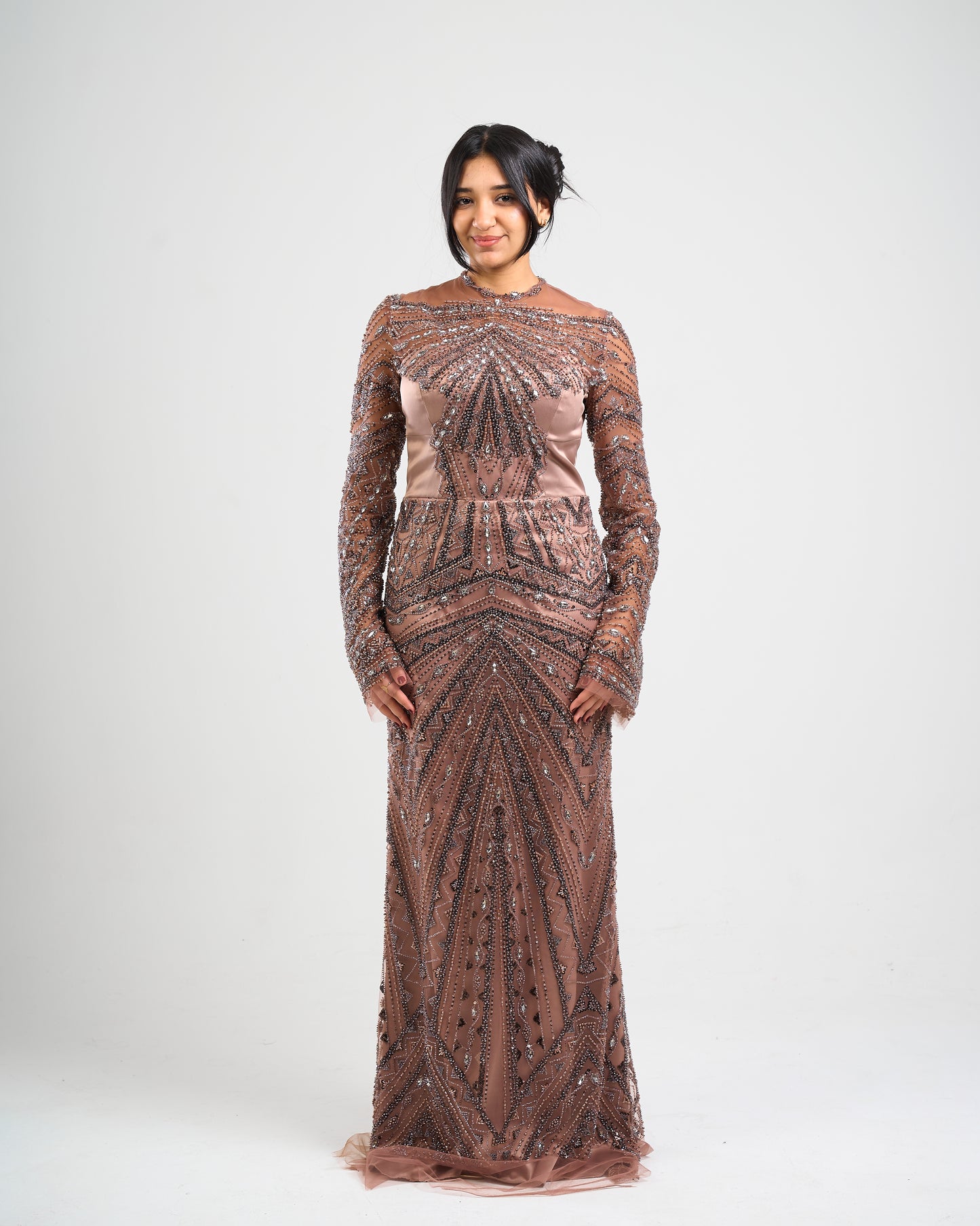 Mocha Royale 2-Ways Embellished Dress