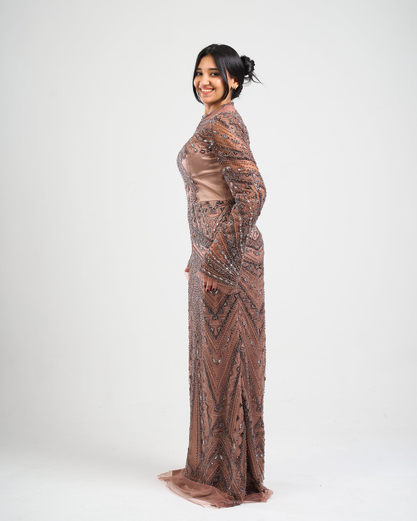 Mocha Royale 2-Ways Embellished Dress