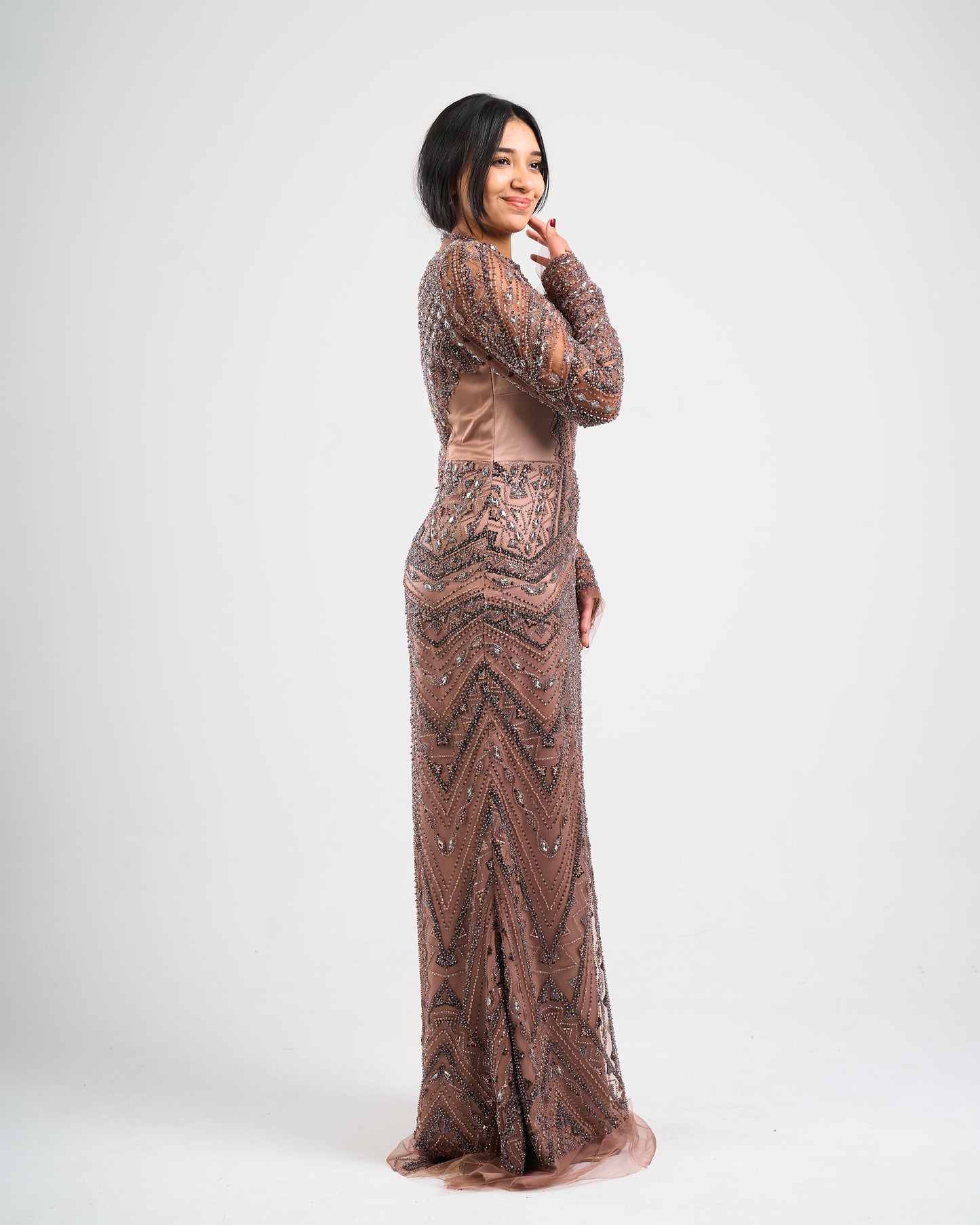 Mocha Royale 2-Ways Embellished Dress