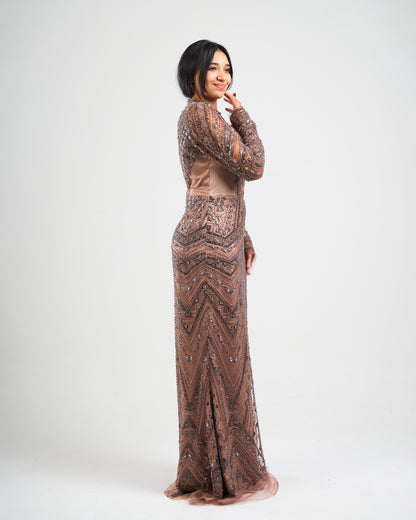 Mocha Royale 2-Ways Embellished Dress