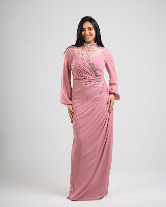 Blush Royale Draped Gown