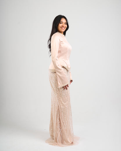 Pearl Essence Satin & Beaded Gown