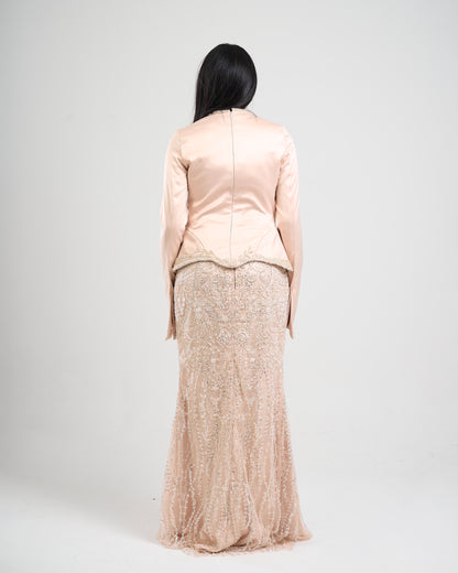 Pearl Essence Satin & Beaded Gown