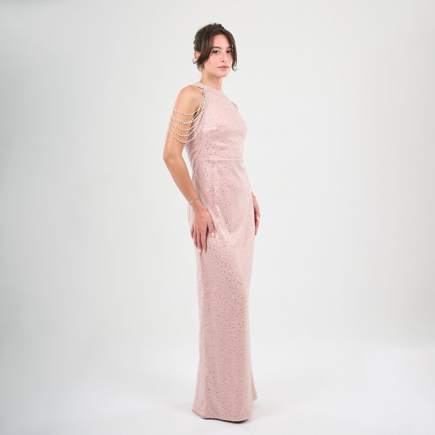 Halter Embroidered Tulle Dress