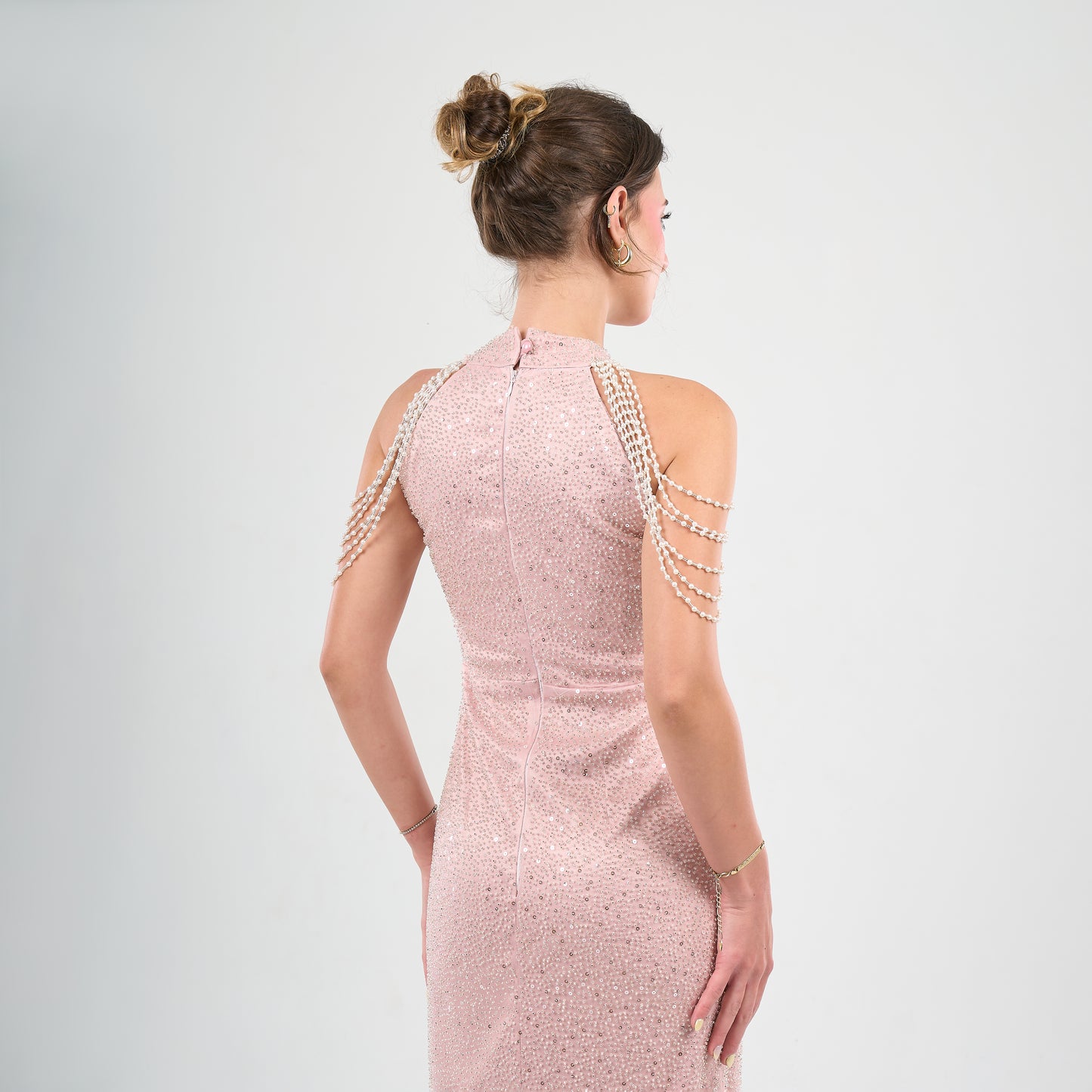 Halter Embroidered Tulle Dress