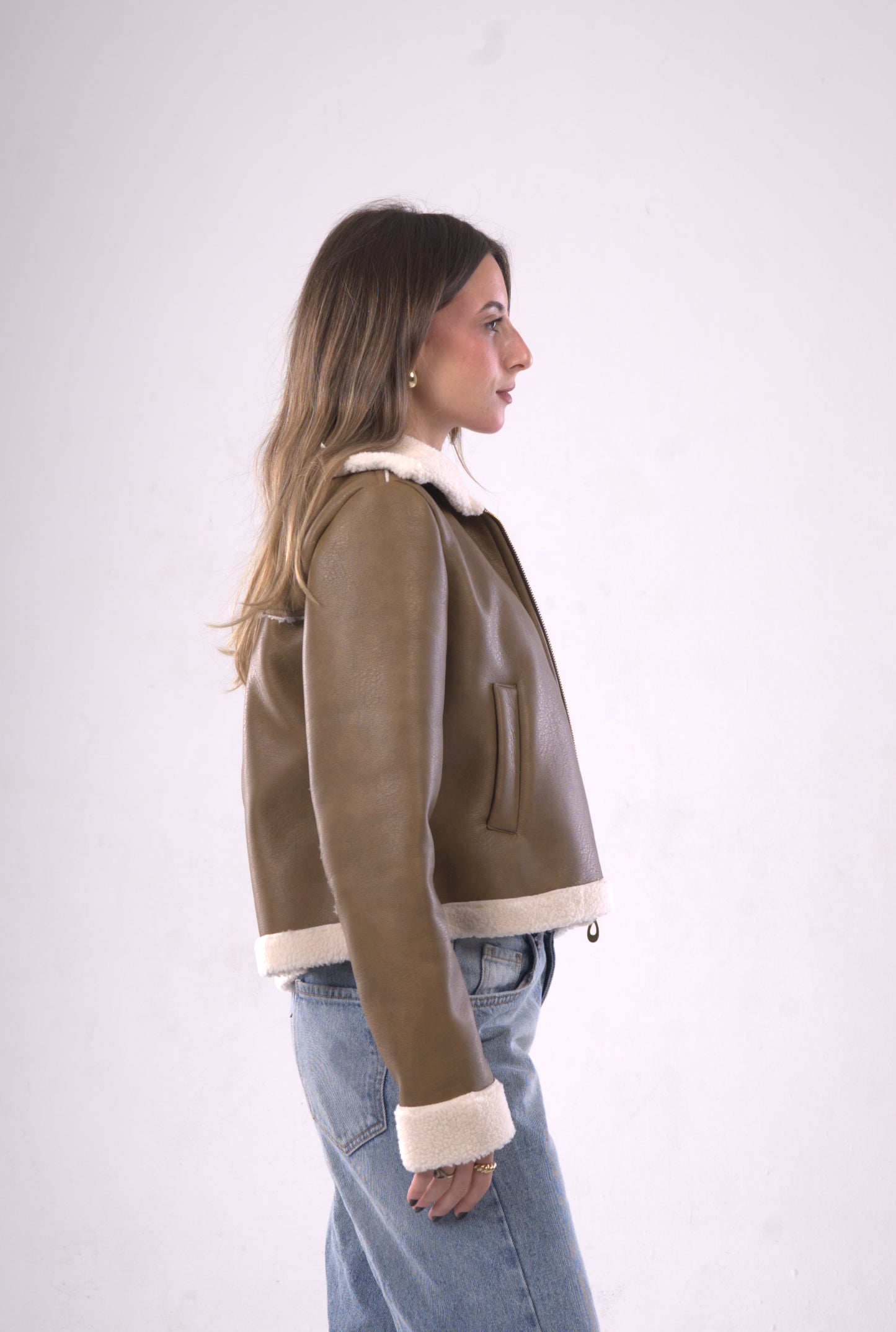 Faux Leather Shearling Jacket